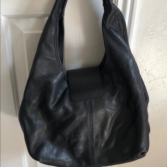 Dkny Bags Dkny Black Leather Hobo Bag With Gold Lock Poshmark
